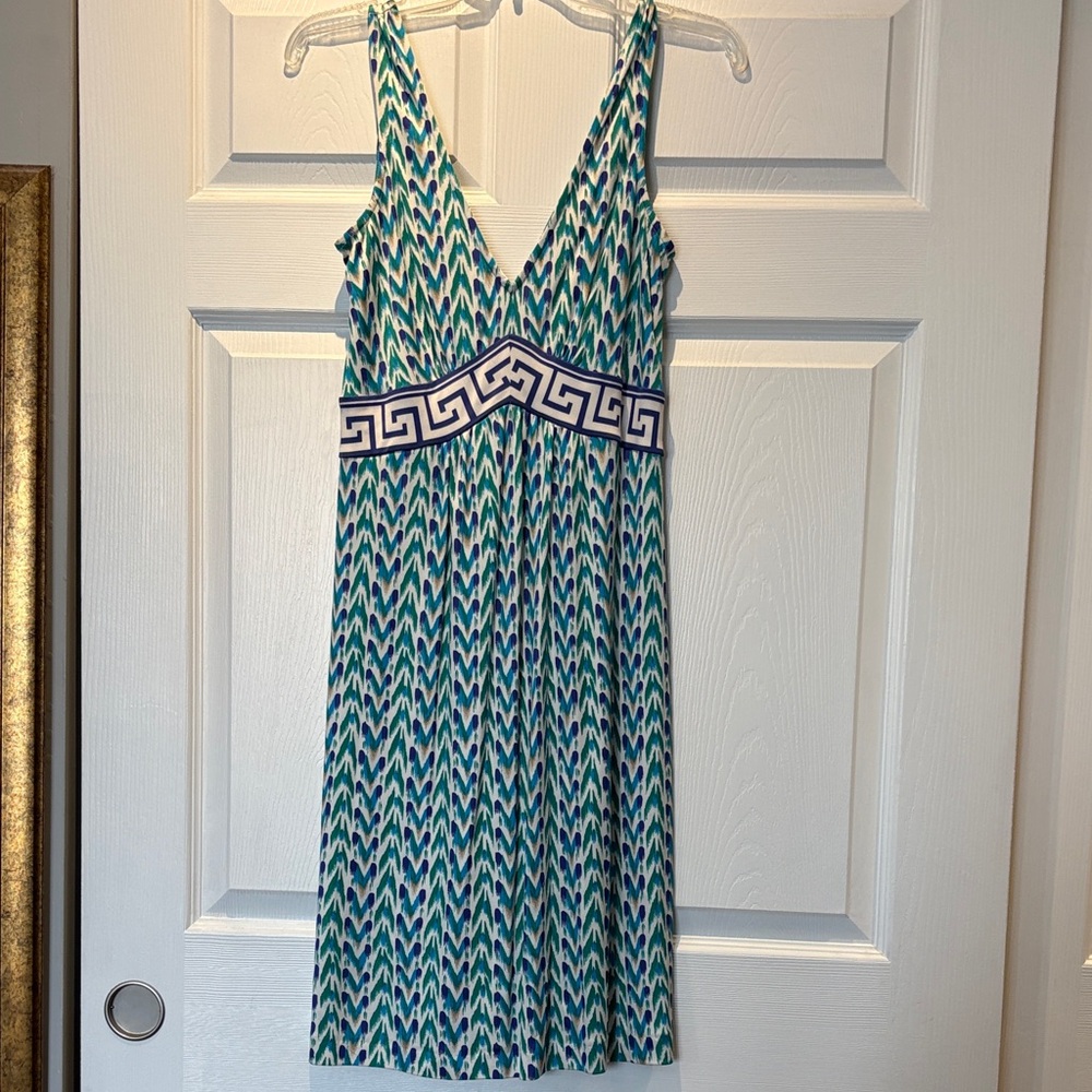 Diane Von Furstenberg Teal and White Midi Dress